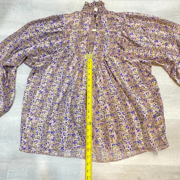 ASOS Curve Blouse Size 6 Floral Print Batwing Sleeves Ruffles Silky - Picture 9 of 17